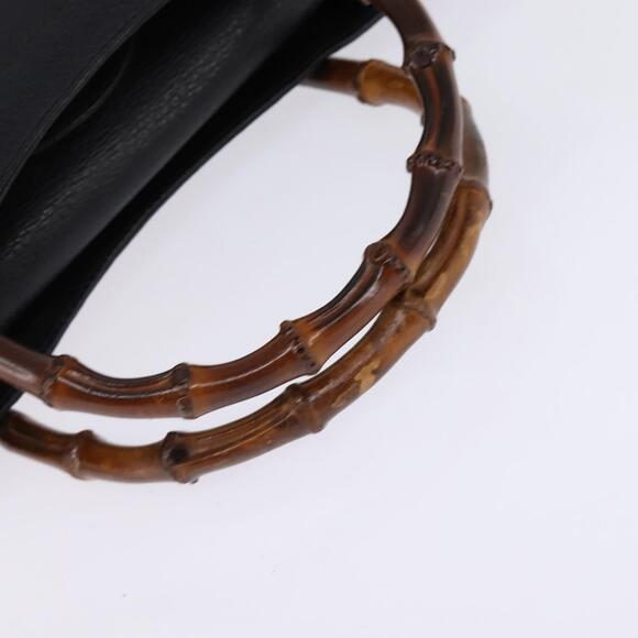 GUCCI Bamboo Hand Bag Leather Black Gold 002 1095 002 1095 - Picture 7 of 12